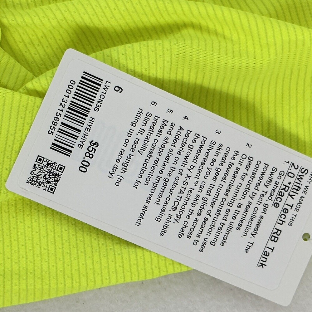 Lululemon Swiftly Tech Racerback Tank Top 2.0 Race Length Highlight Yellow 6 - Picture 5 of 13